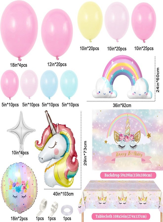 Winrayk 142Pcs Pink Unicorn Party Decorations Birthday Supplies for Girls, Pink Balloon Arch with Backdrop Tablecloth Large Self-designed Foil Balloons, Kids Rainbow Unicorn Theme Birthday Decorations - Image 2